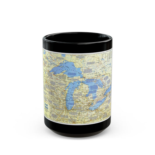 Canada - The Great Lakes 1 (1987) (Map) Black Coffee Mug-15oz-The Sticker Space