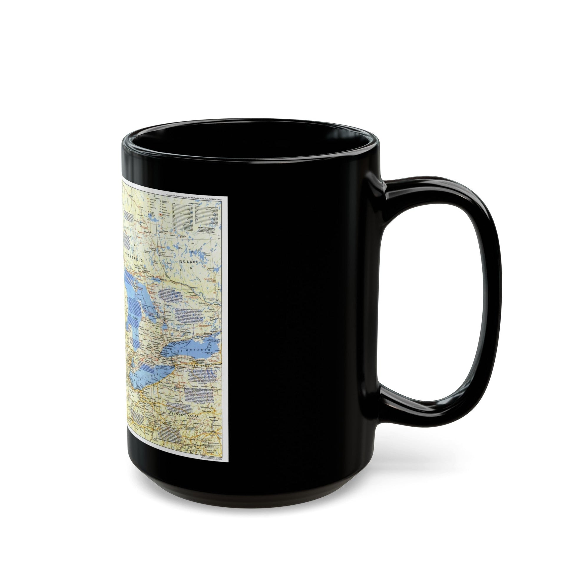 Canada - The Great Lakes 1 (1987) (Map) Black Coffee Mug-The Sticker Space