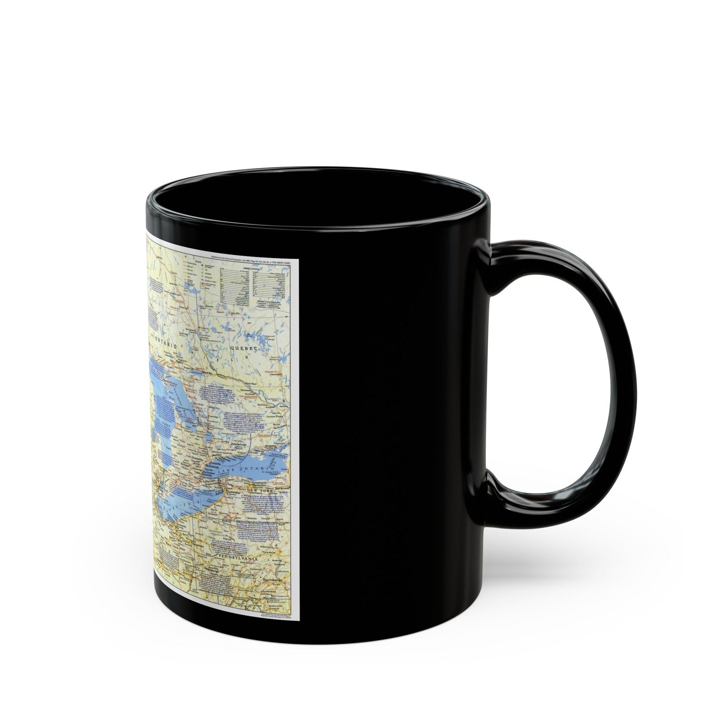 Canada - The Great Lakes 1 (1987) (Map) Black Coffee Mug-The Sticker Space