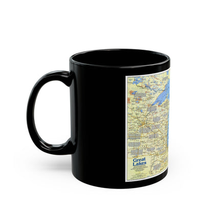 Canada - The Great Lakes 1 (1987) (Map) Black Coffee Mug-The Sticker Space