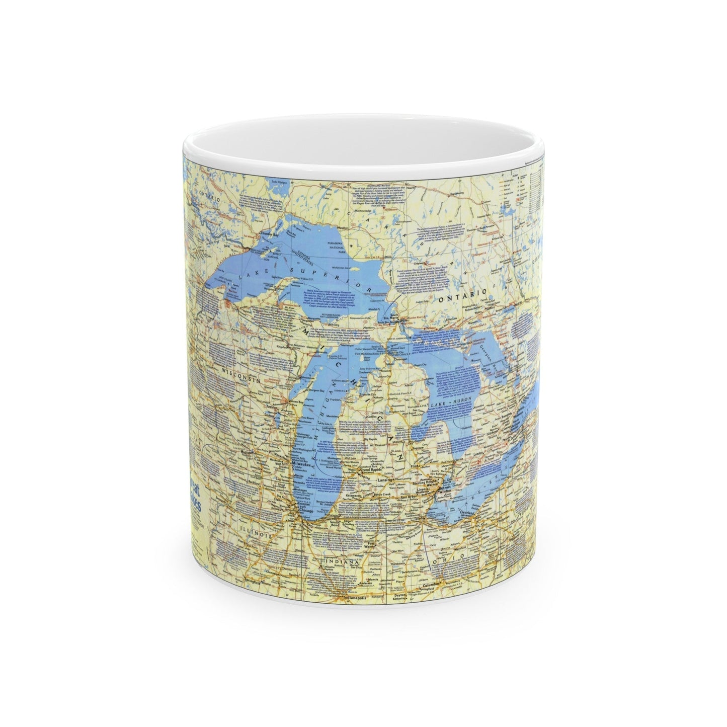 Canada - The Great Lakes 1 (1987) (Map) White Coffee Mug-11oz-The Sticker Space