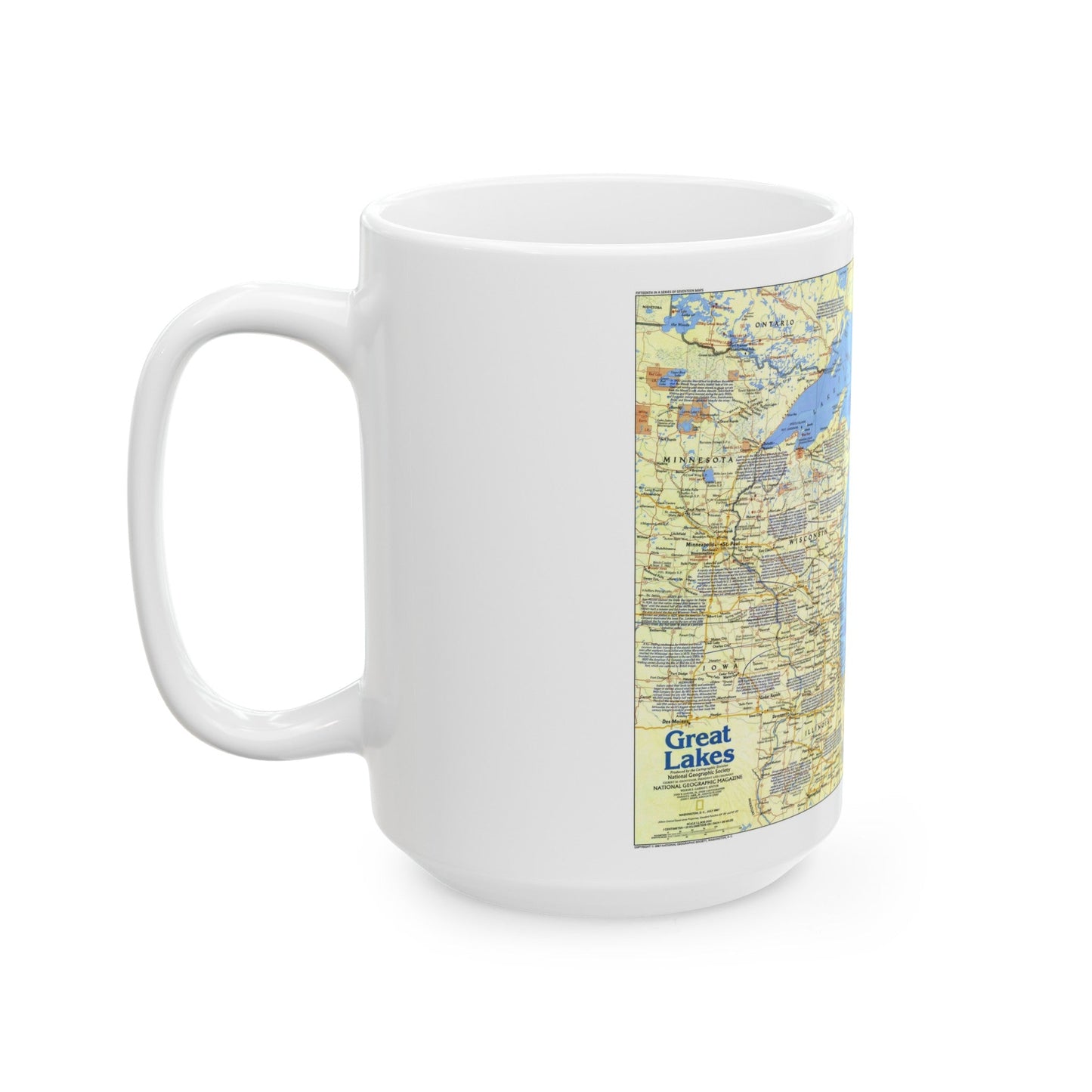 Canada - The Great Lakes 1 (1987) (Map) White Coffee Mug-The Sticker Space