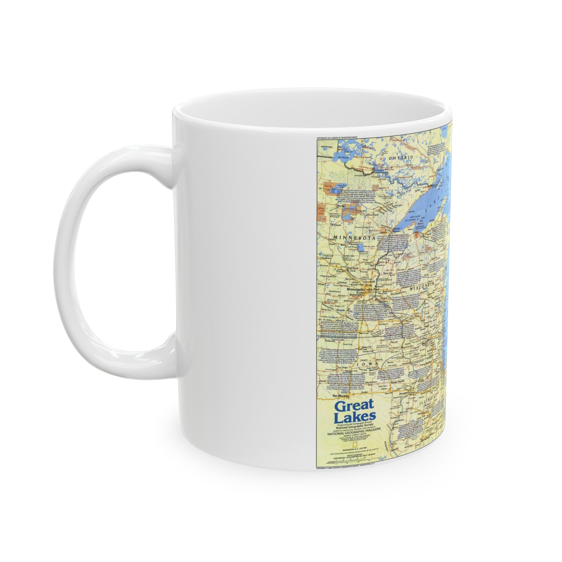 Canada - The Great Lakes 1 (1987) (Map) White Coffee Mug-The Sticker Space