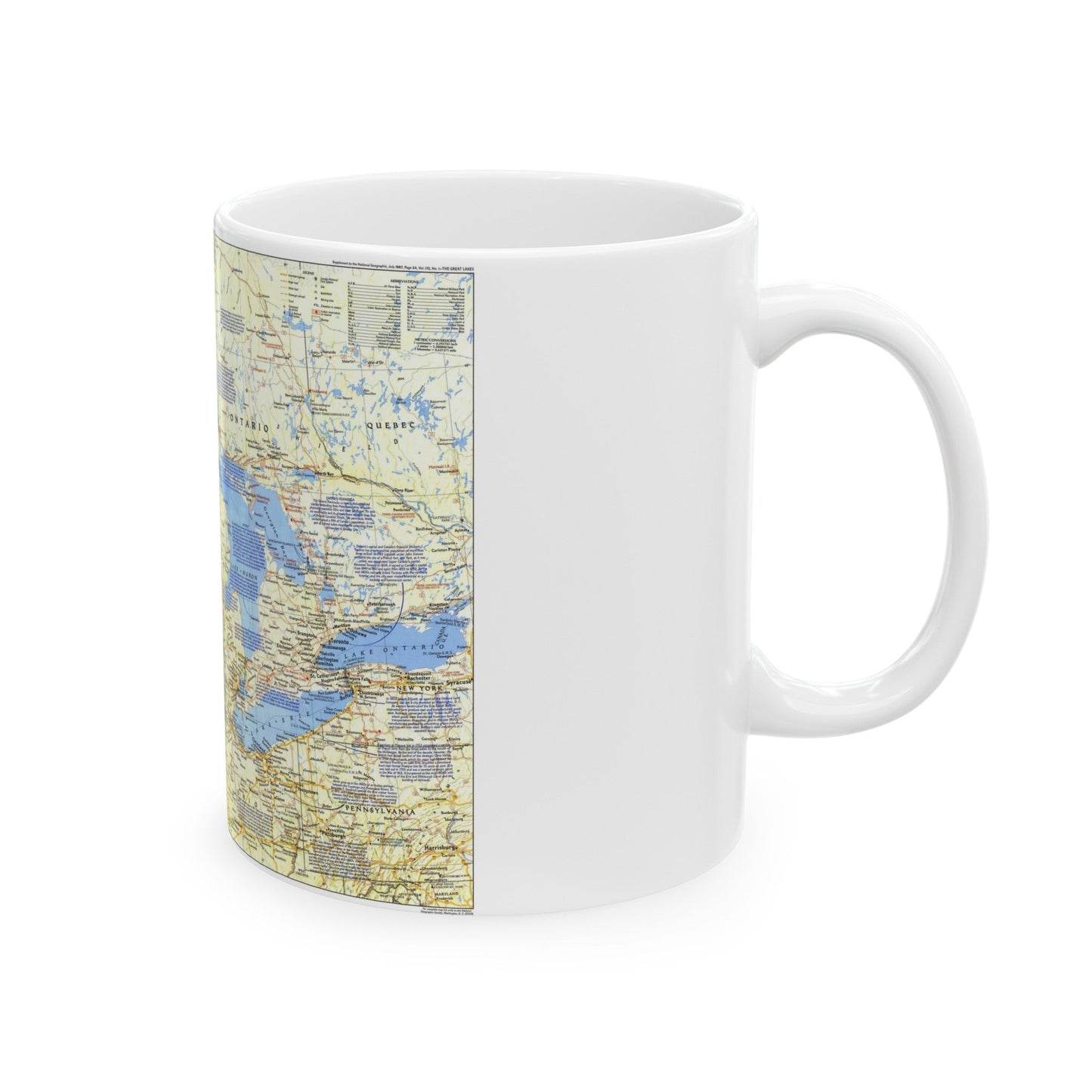 Canada - The Great Lakes 1 (1987) (Map) White Coffee Mug-The Sticker Space