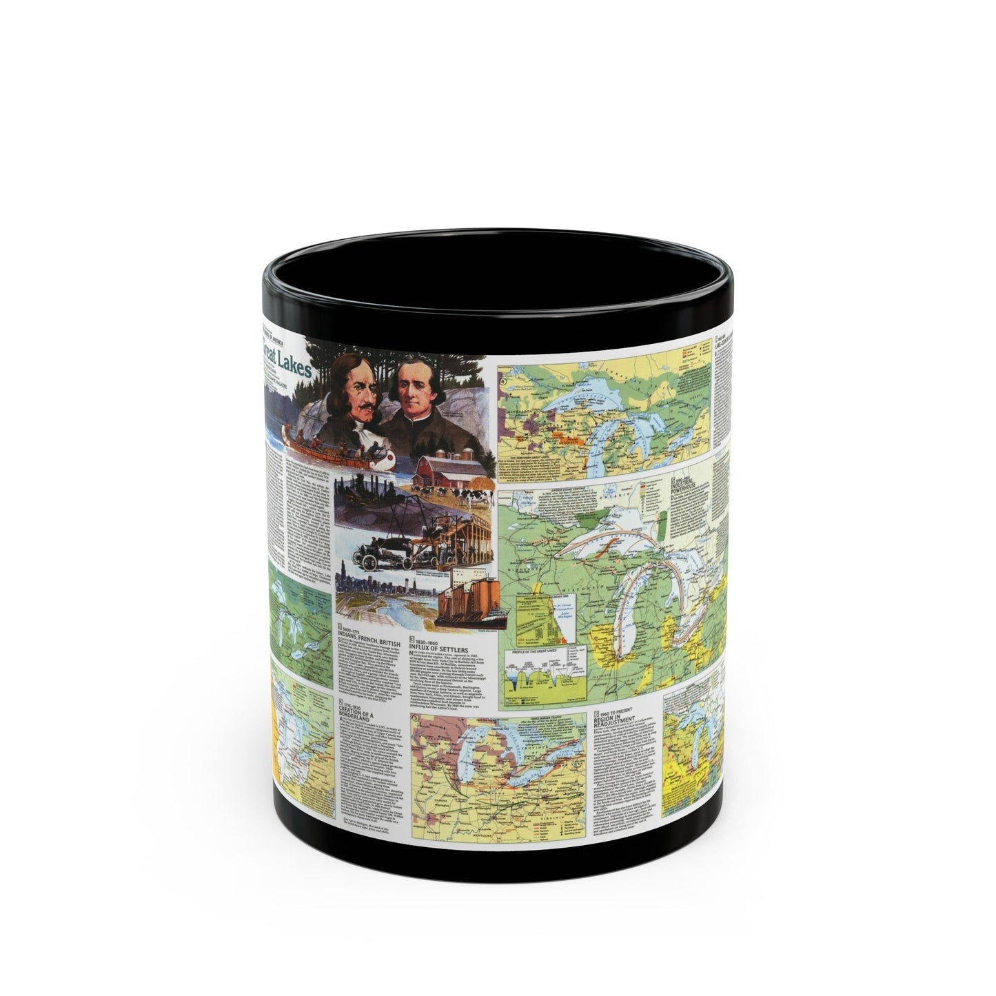 Canada - The Great Lakes 2 (1987) (Map) Black Coffee Mug-11oz-The Sticker Space