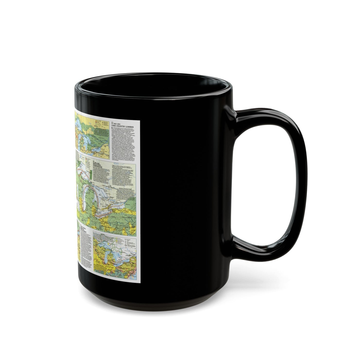 Canada - The Great Lakes 2 (1987) (Map) Black Coffee Mug-The Sticker Space