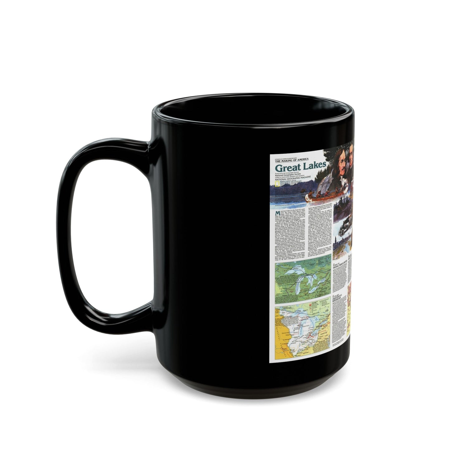 Canada - The Great Lakes 2 (1987) (Map) Black Coffee Mug-The Sticker Space