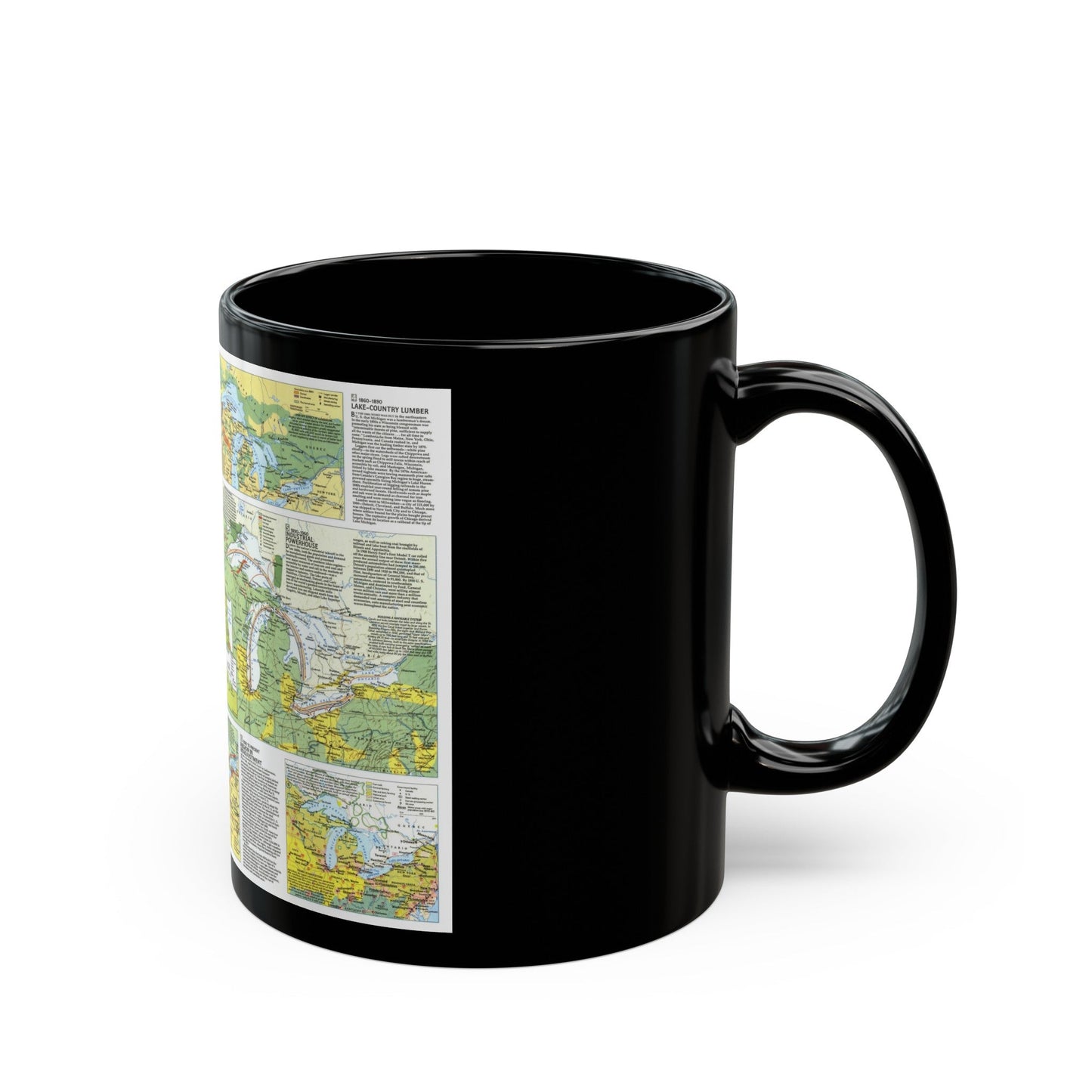 Canada - The Great Lakes 2 (1987) (Map) Black Coffee Mug-The Sticker Space