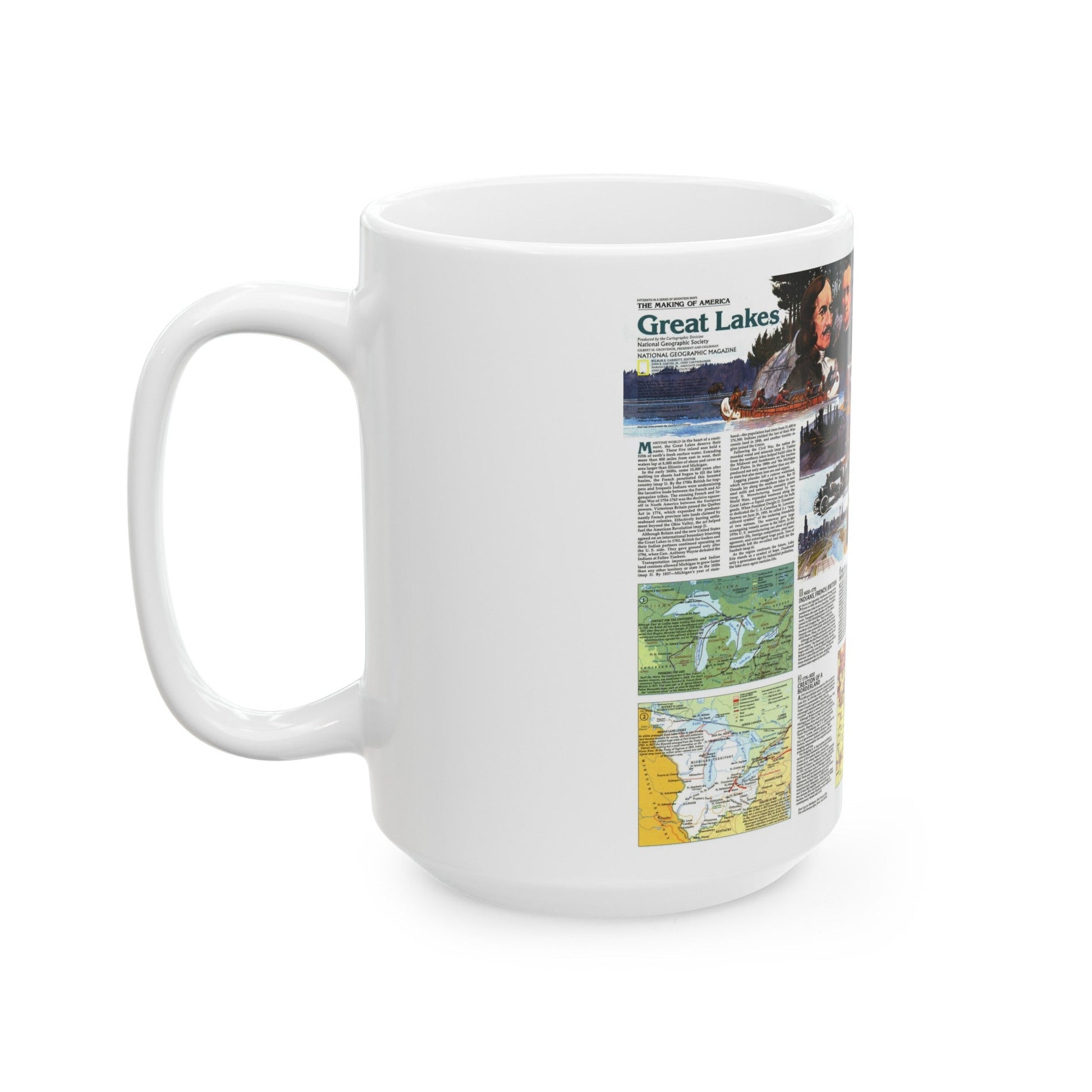 Canada - The Great Lakes 2 (1987) (Map) White Coffee Mug-The Sticker Space