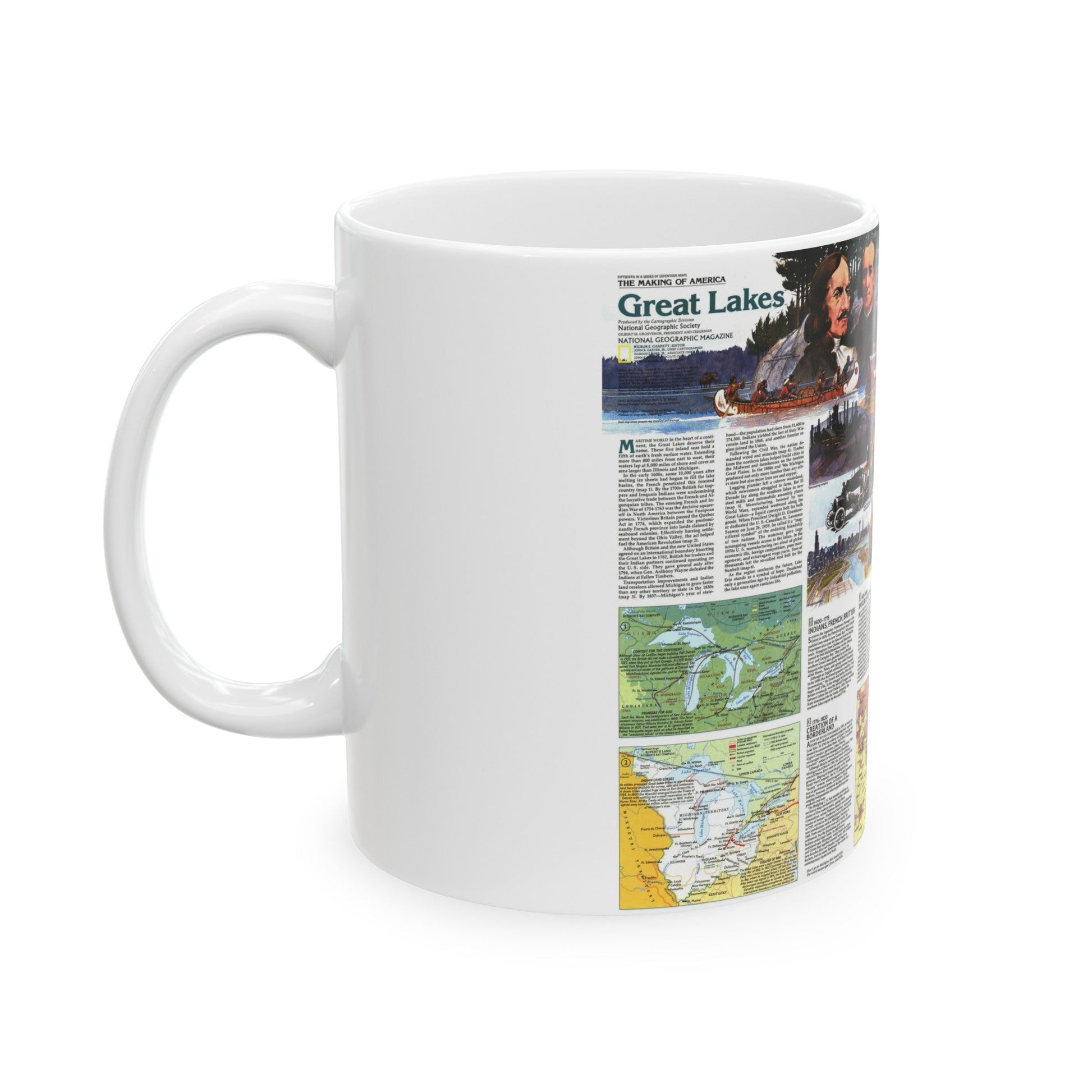 Canada - The Great Lakes 2 (1987) (Map) White Coffee Mug-The Sticker Space