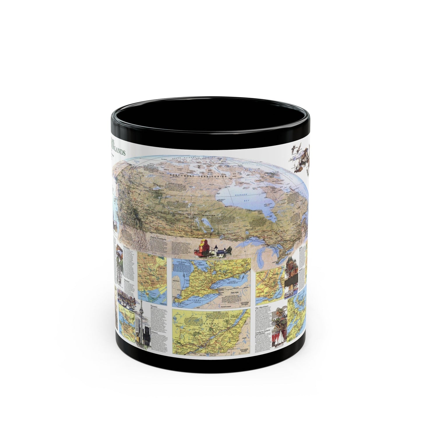 Canada - Vacationlands (1985) (Map) Black Coffee Mug-11oz-The Sticker Space