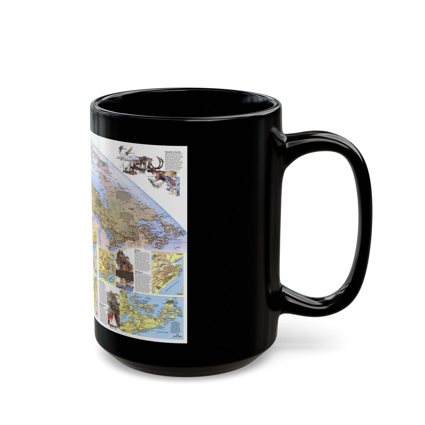 Canada - Vacationlands (1985) (Map) Black Coffee Mug-The Sticker Space