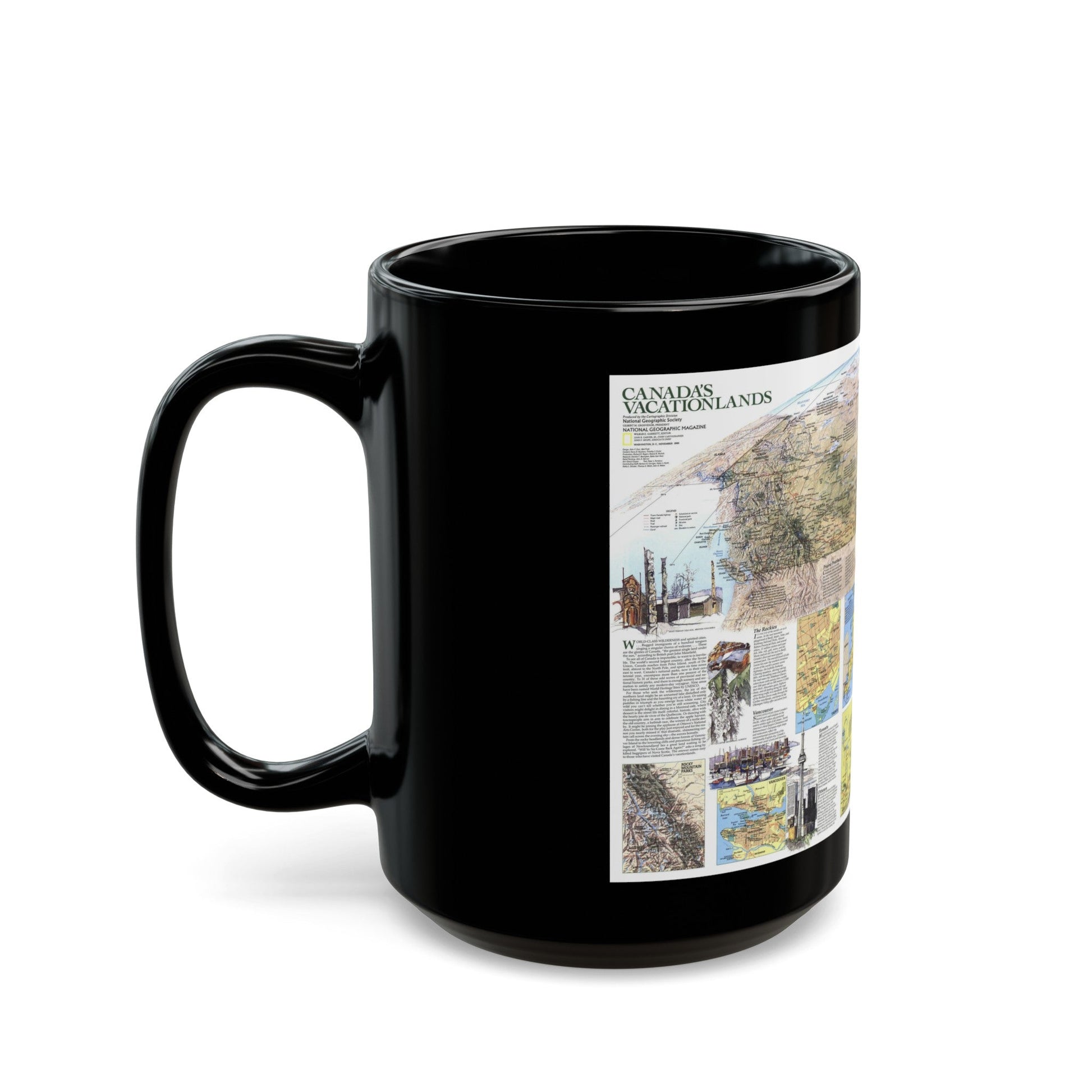 Canada - Vacationlands (1985) (Map) Black Coffee Mug-The Sticker Space