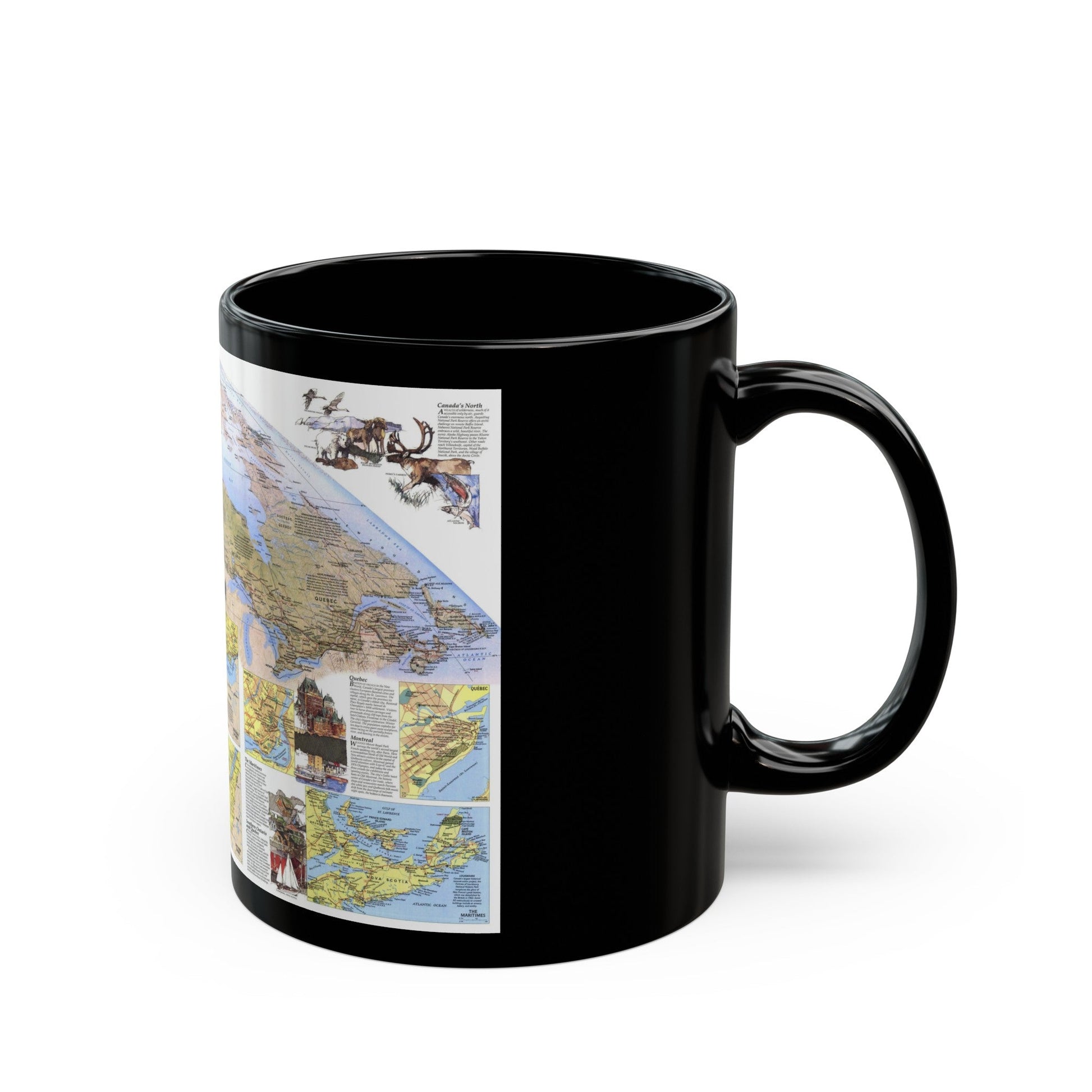 Canada - Vacationlands (1985) (Map) Black Coffee Mug-The Sticker Space