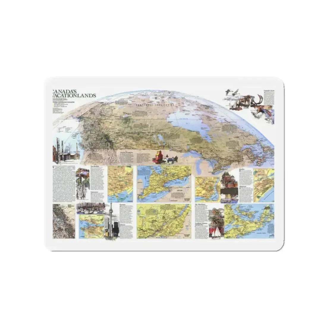 Canada - Vacationlands (1985) (Map) Refrigerator Magnet 2 Inch - The Sticker Space