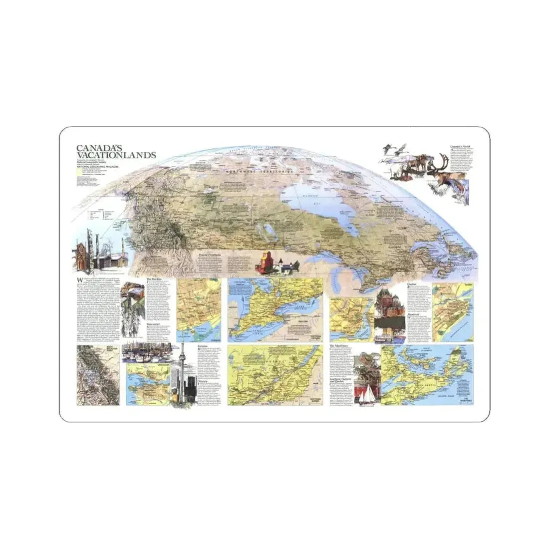 Canada - Vacationlands (1985) (Map) STICKER Vinyl Kiss-Cut Decal 6 Inch White - The Sticker Space