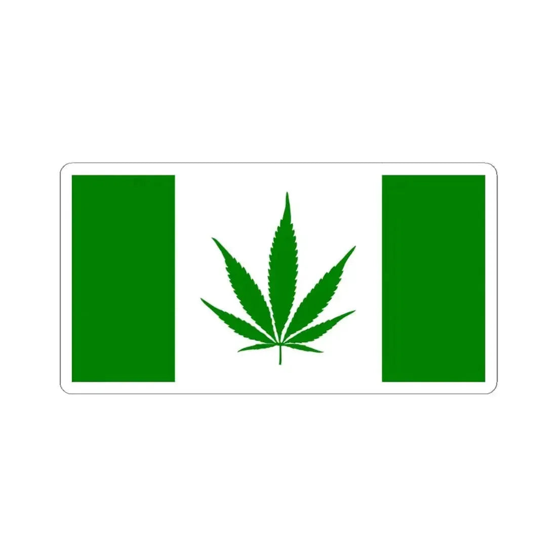Canada Weed Flag all green (Canada) STICKER Vinyl Kiss-Cut Decal 4 Inch White - The Sticker Space