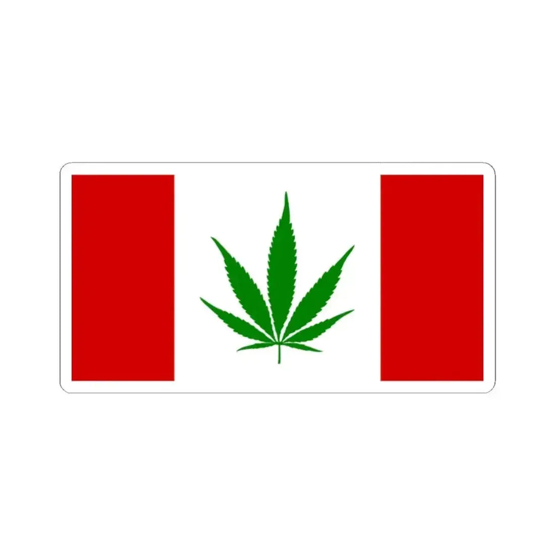 Canada Weed Flag green leaf (Canada) STICKER Vinyl Kiss-Cut Decal 2 Inch White - The Sticker Space