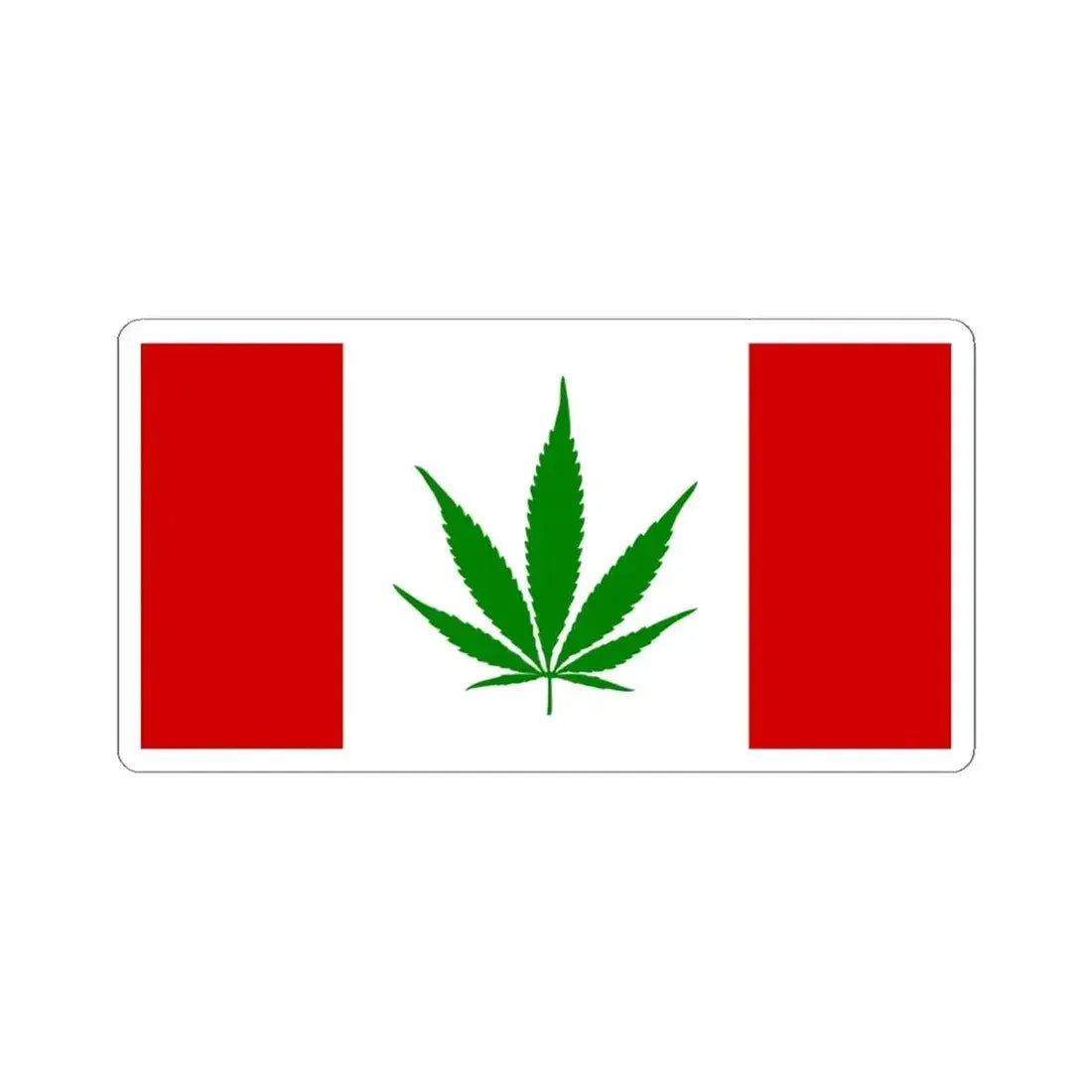 Canada Weed Flag green leaf (Canada) STICKER Vinyl Kiss-Cut Decal 4 Inch White - The Sticker Space