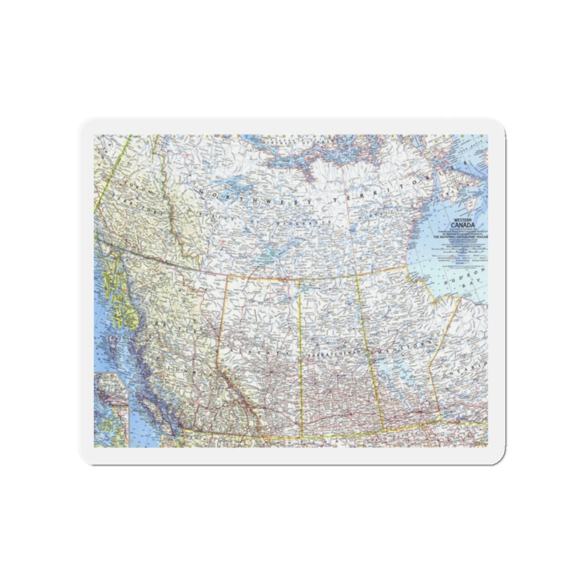 Canada - Western (1966) (Map) Refrigerator Magnet-2" x 2"-The Sticker Space