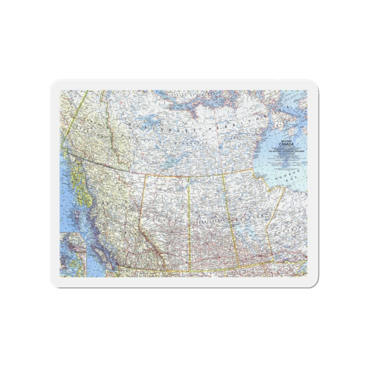 Canada - Western (1966) (Map) Refrigerator Magnet-3" x 3"-The Sticker Space