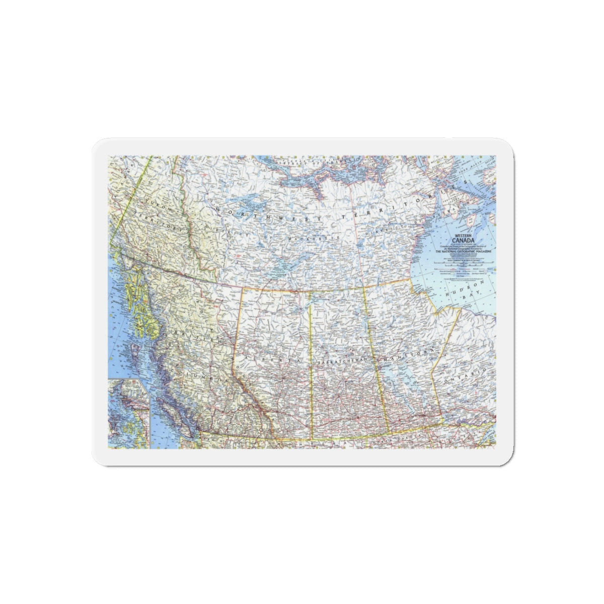 Canada - Western (1966) (Map) Refrigerator Magnet-6 × 6"-The Sticker Space