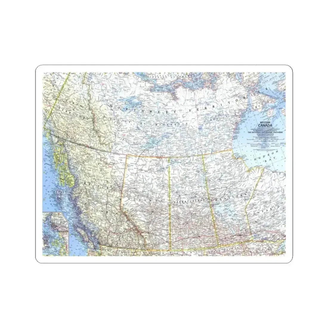 Canada - Western (1966) (Map) STICKER Vinyl Kiss-Cut Decal 3 Inch White - The Sticker Space