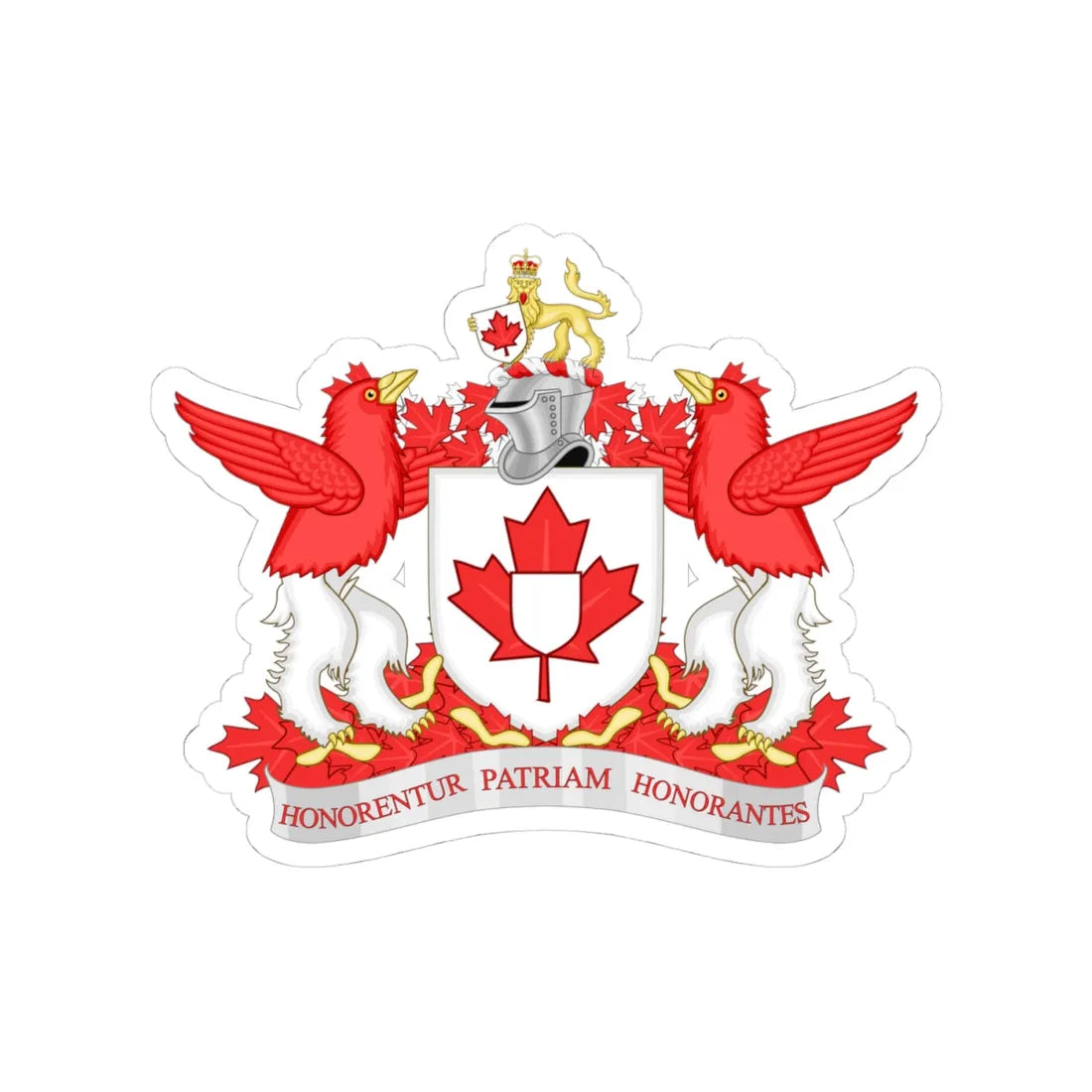 Canadian Heraldic Authority coat of arms (Canada) (Coat of Arms) STICKER Vinyl Kiss-Cut Decal 4 Inch White - The Sticker Space