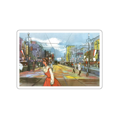 Canal Street, New Orleans by Hermann B. Deutsch, Esquire magazine, 1954 (Magazine Illustration) STICKER Vinyl Die-Cut Decal-White-The Sticker Space