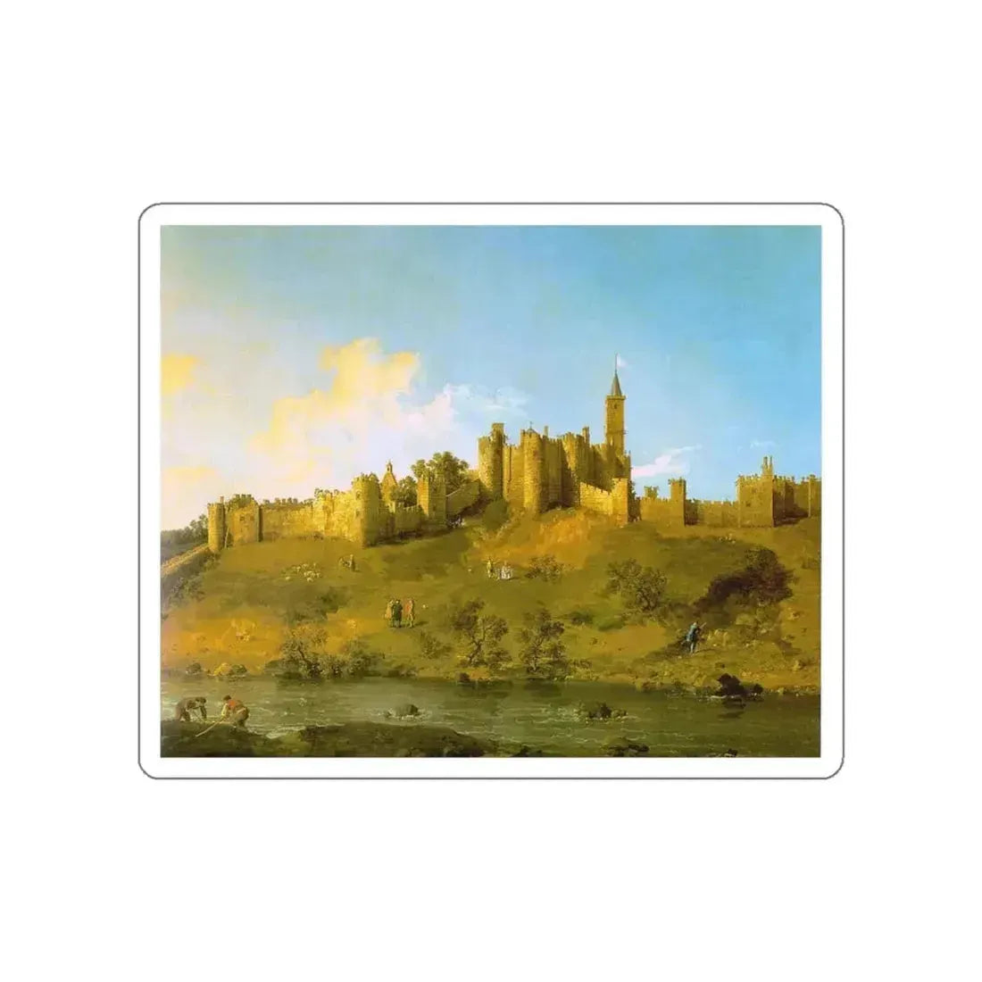 CANALETTO - Alnwick Castle at Northumberland (Artwork) STICKER Vinyl Die-Cut Decal White Die-Cut 3 Inch - The Sticker Space