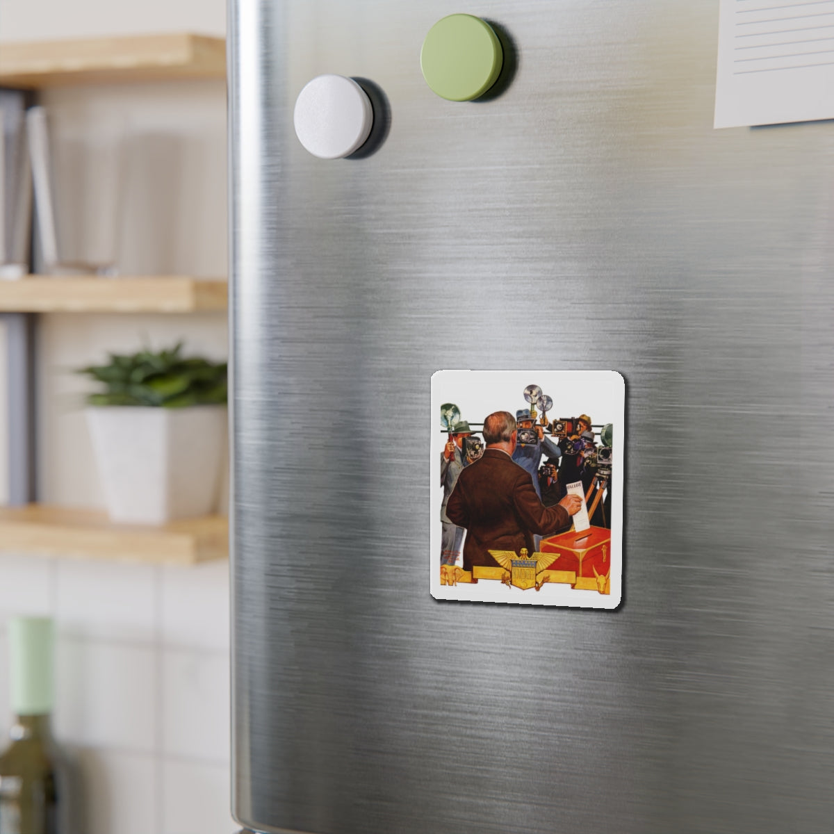 Candidate Voting, The Saturday Evening Post cover, November 7, 1936 (Magazine Illustration) Refrigerator Magnet-The Sticker Space