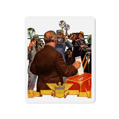 Candidate Voting, The Saturday Evening Post cover, November 7, 1936 (Magazine Illustration) Refrigerator Magnet 3 Inch - The Sticker Space