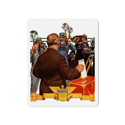 Candidate Voting, The Saturday Evening Post cover, November 7, 1936 (Magazine Illustration) Refrigerator Magnet 5 Inch - The Sticker Space