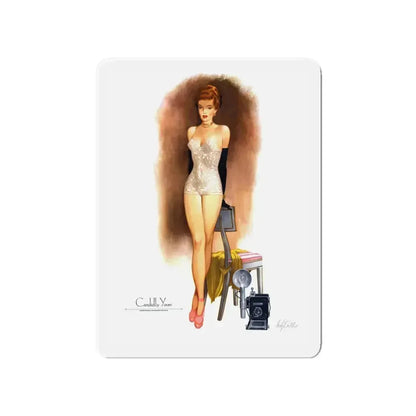 Candidly Yours, Esquire, January 1948 (Magazine Illustration) Refrigerator Magnet 4 Inch - The Sticker Space