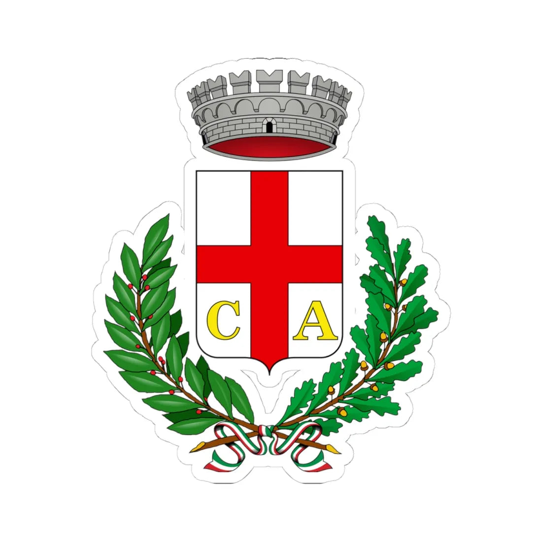 Candiolo-Stemma (Italy) (Coat of Arms) STICKER Vinyl Kiss-Cut Decal 4 Inch White - The Sticker Space