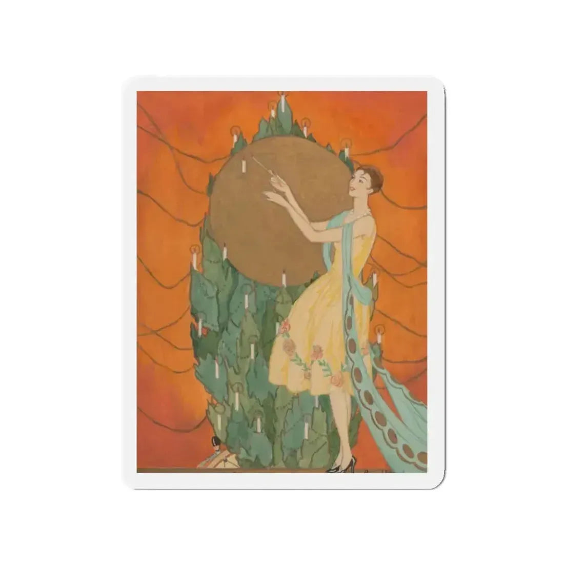 Candle Lighting, Golden Book cover, December 1926 (Magazine Illustration) Refrigerator Magnet 2 Inch - The Sticker Space