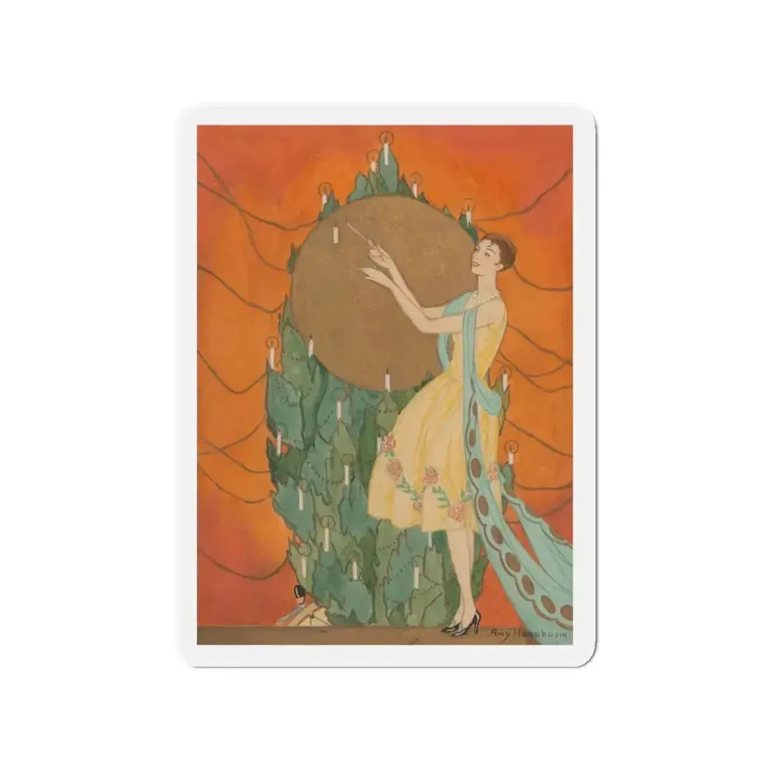 Candle Lighting, Golden Book cover, December 1926 (Magazine Illustration) Refrigerator Magnet 3 Inch - The Sticker Space