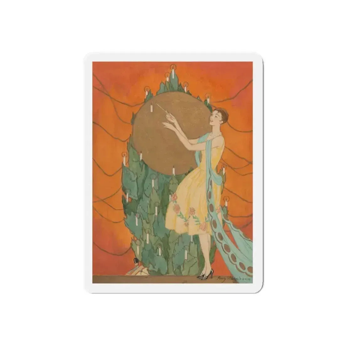 Candle Lighting, Golden Book cover, December 1926 (Magazine Illustration) Refrigerator Magnet 6 Inch - The Sticker Space