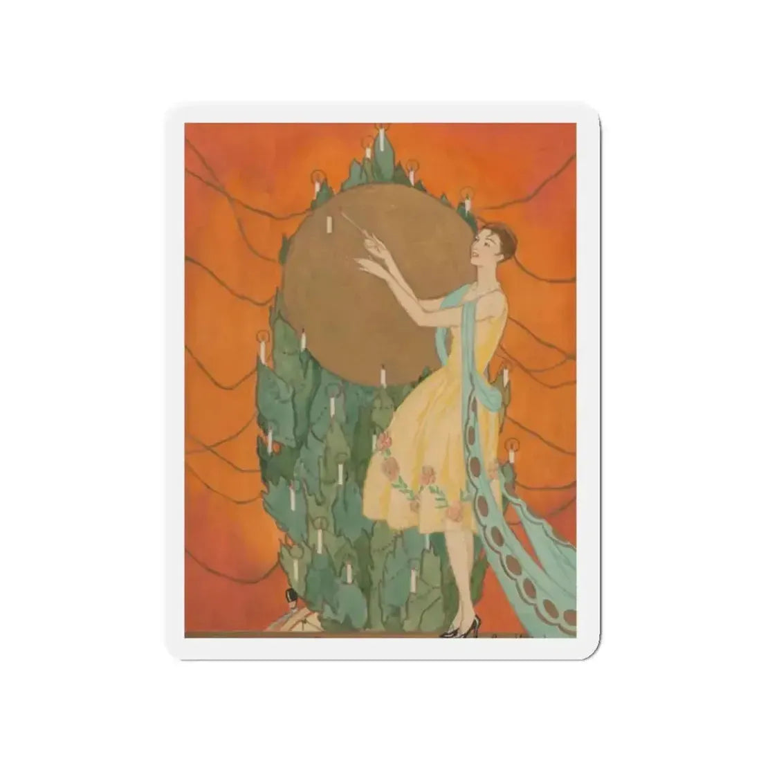 Candle Lighting, Golden Book cover, December 1926 (Magazine Illustration) Refrigerator Magnet - The Sticker Space