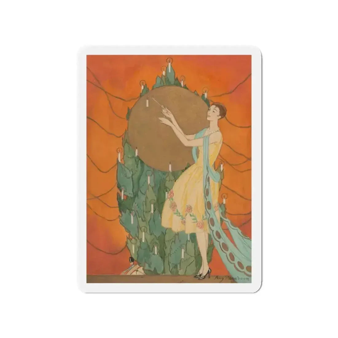 Candle Lighting, Golden Book cover, December 1926 (Magazine Illustration) Refrigerator Magnet - The Sticker Space