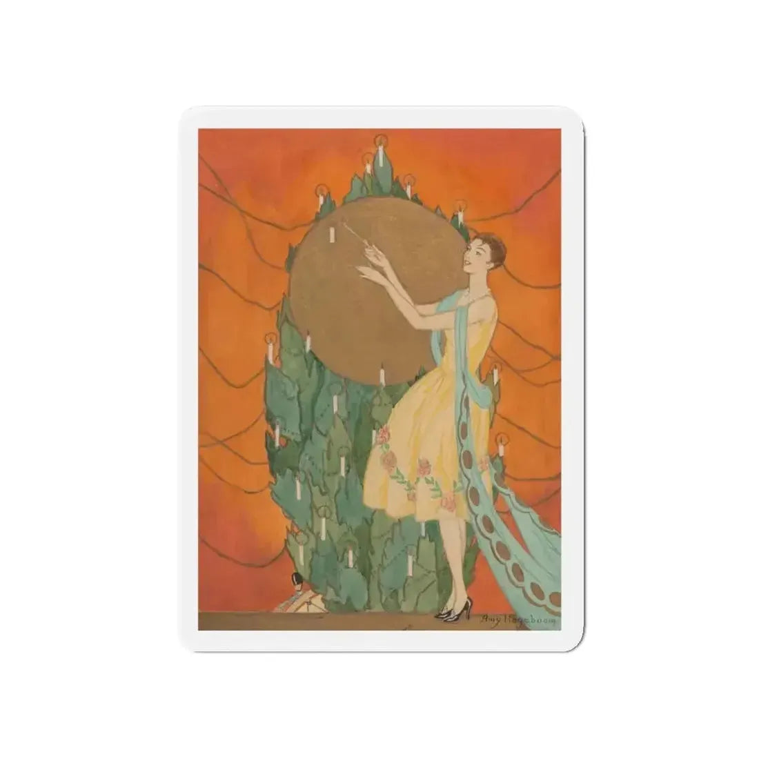 Candle Lighting, Golden Book cover, December 1926 (Magazine Illustration) Refrigerator Magnet - The Sticker Space