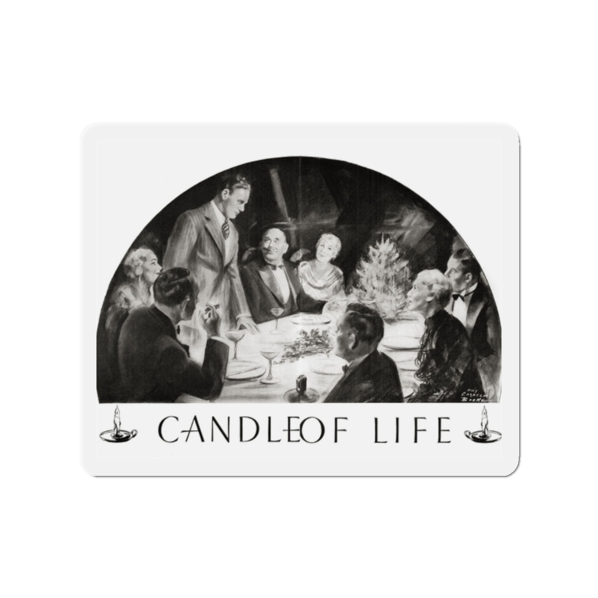 Candle Of Life, Woman's World, December 1936 (Magazine Illustration) Refrigerator Magnet-2" x 2"-The Sticker Space