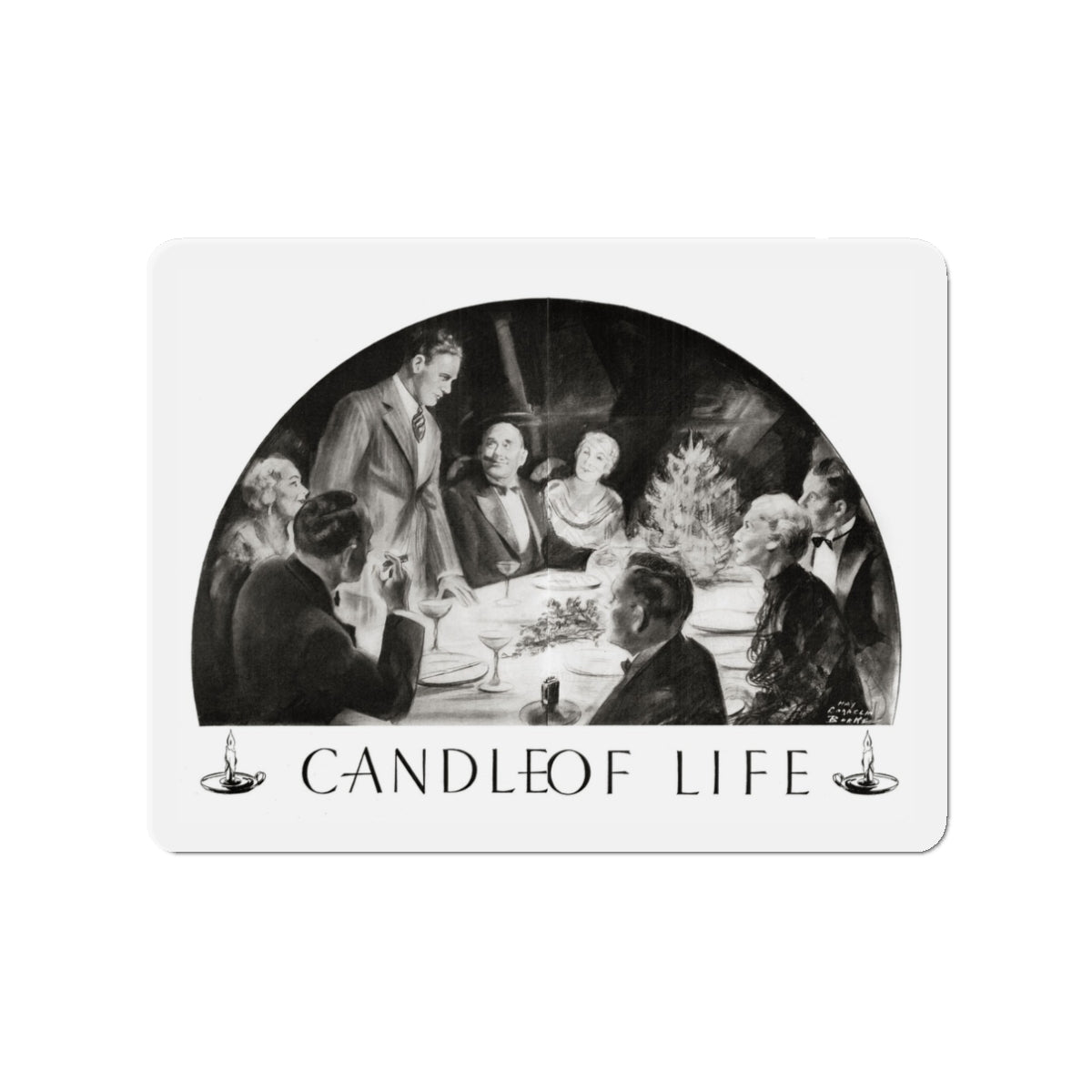 Candle Of Life, Woman's World, December 1936 (Magazine Illustration) Refrigerator Magnet-3" x 3"-The Sticker Space