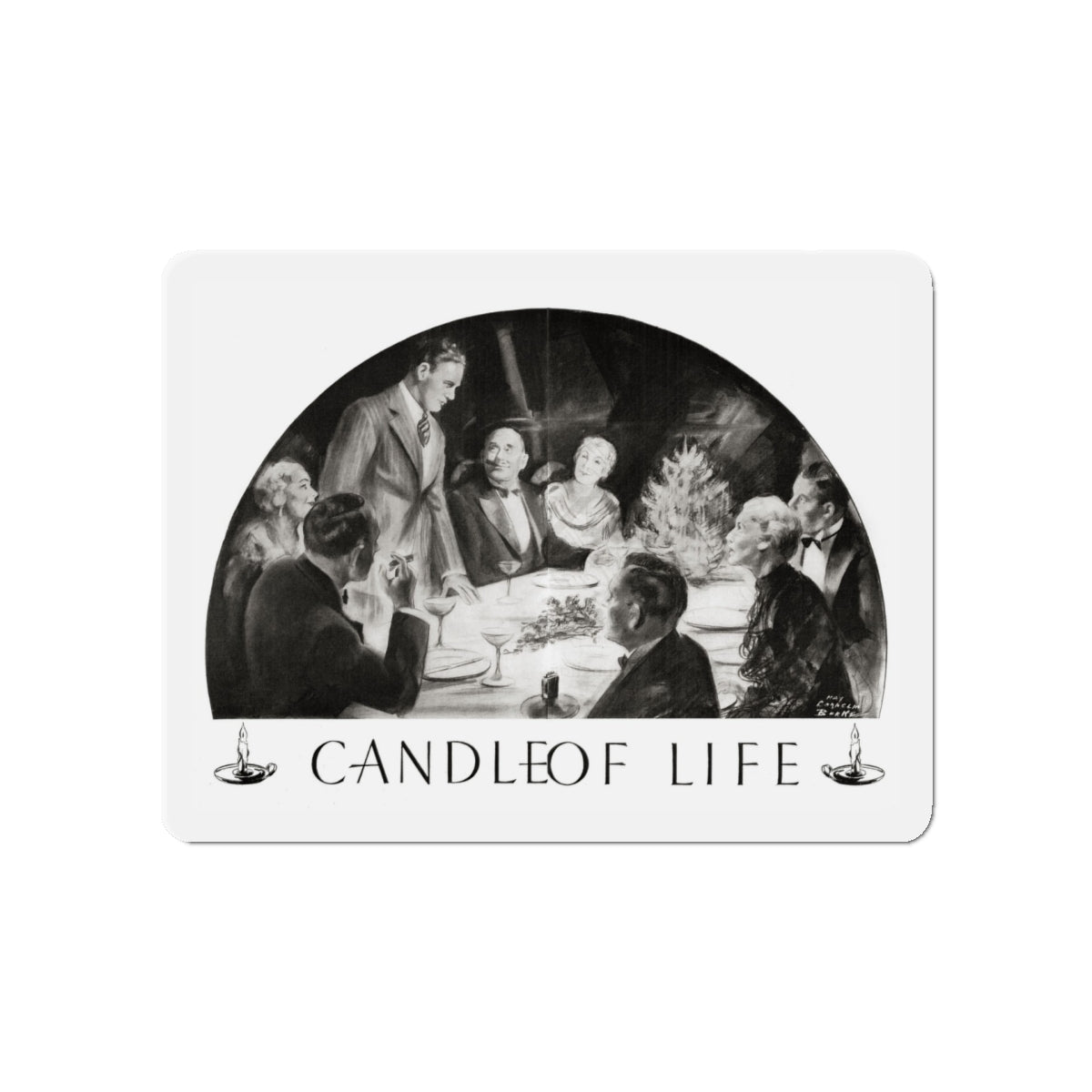 Candle Of Life, Woman's World, December 1936 (Magazine Illustration) Refrigerator Magnet-5" x 5"-The Sticker Space