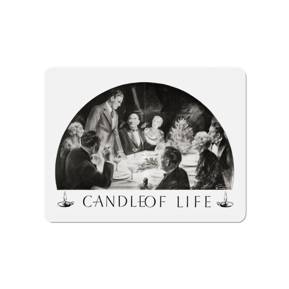 Candle Of Life, Woman's World, December 1936 (Magazine Illustration) Refrigerator Magnet-6 × 6"-The Sticker Space