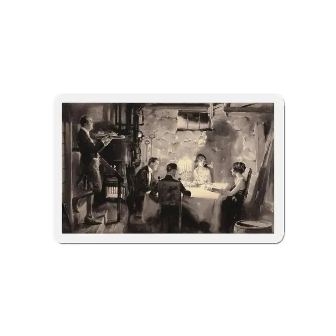 Candlelight Dinner (Magazine Illustration) Refrigerator Magnet 4 Inch Die-Cut - The Sticker Space