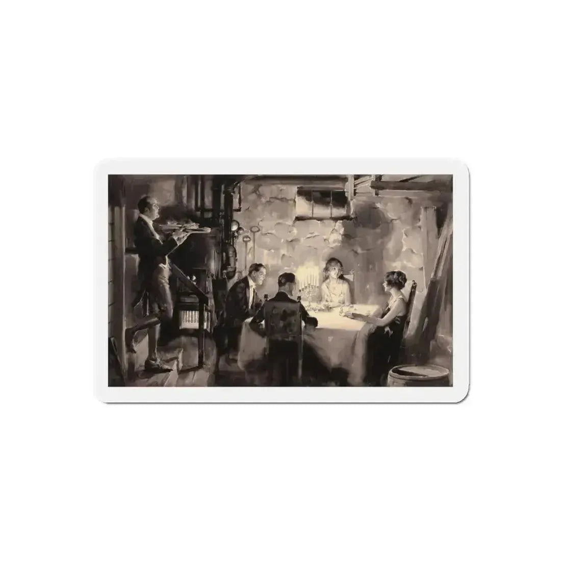 Candlelight Dinner (Magazine Illustration) Refrigerator Magnet 6 Inch Die-Cut - The Sticker Space