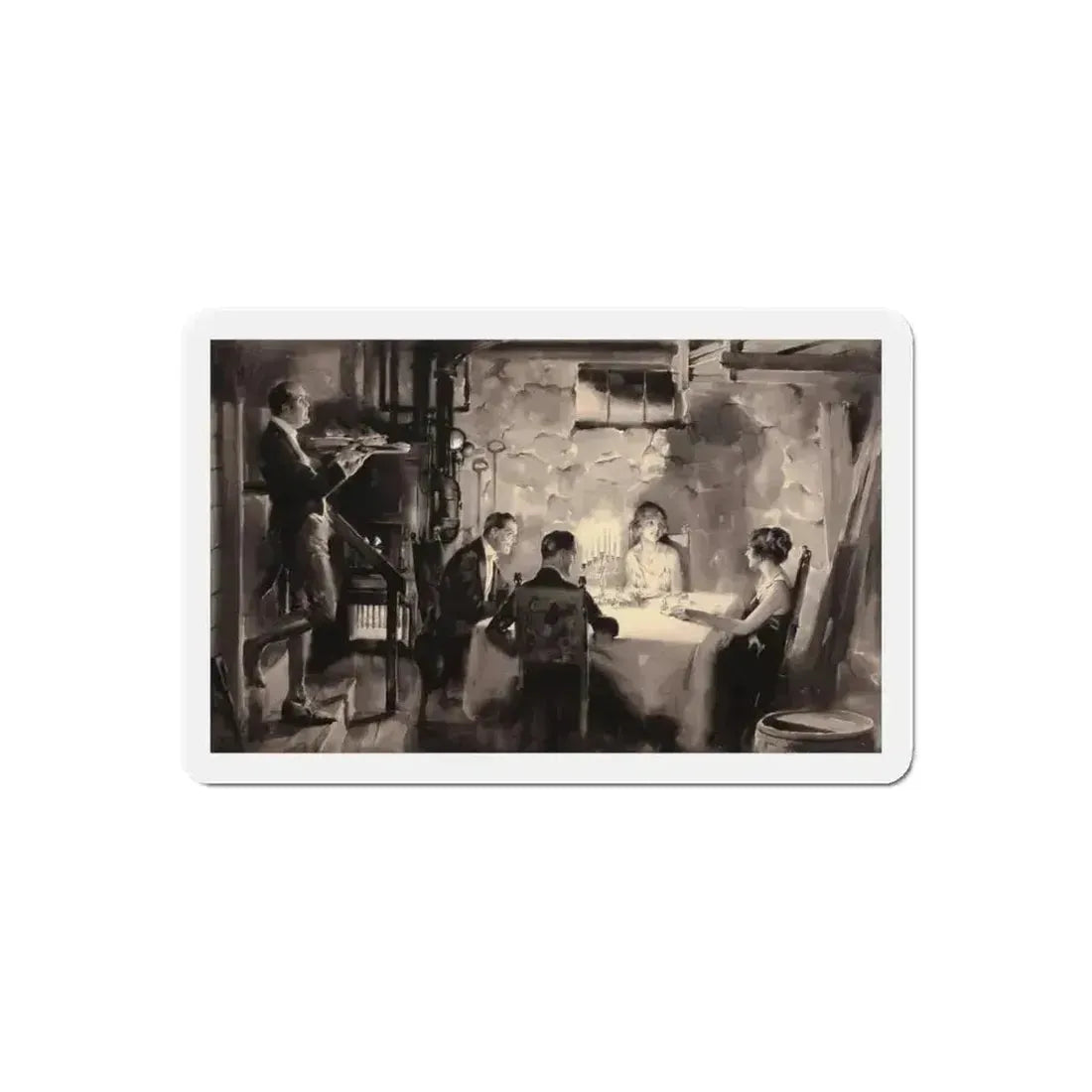 Candlelight Dinner (Magazine Illustration) Refrigerator Magnet - The Sticker Space