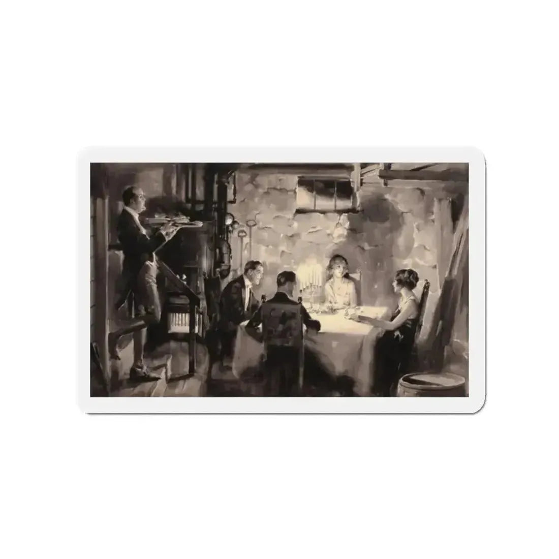 Candlelight Dinner (Magazine Illustration) Refrigerator Magnet - The Sticker Space