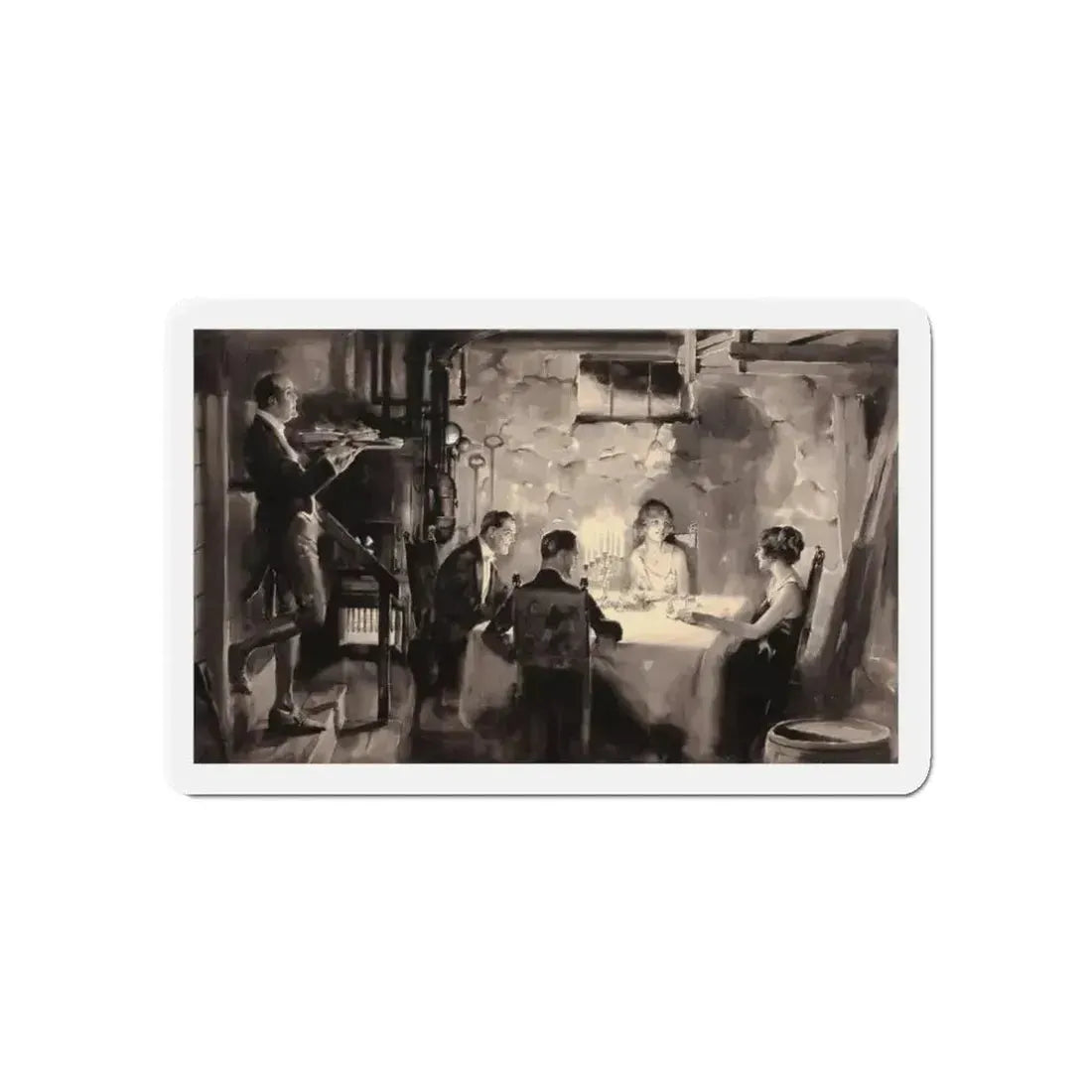 Candlelight Dinner (Magazine Illustration) Refrigerator Magnet - The Sticker Space